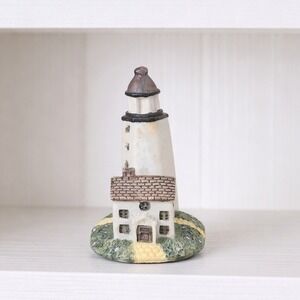 Vintage Resin Lighthouse & Cottage Figurine Coastal Nautical Decor